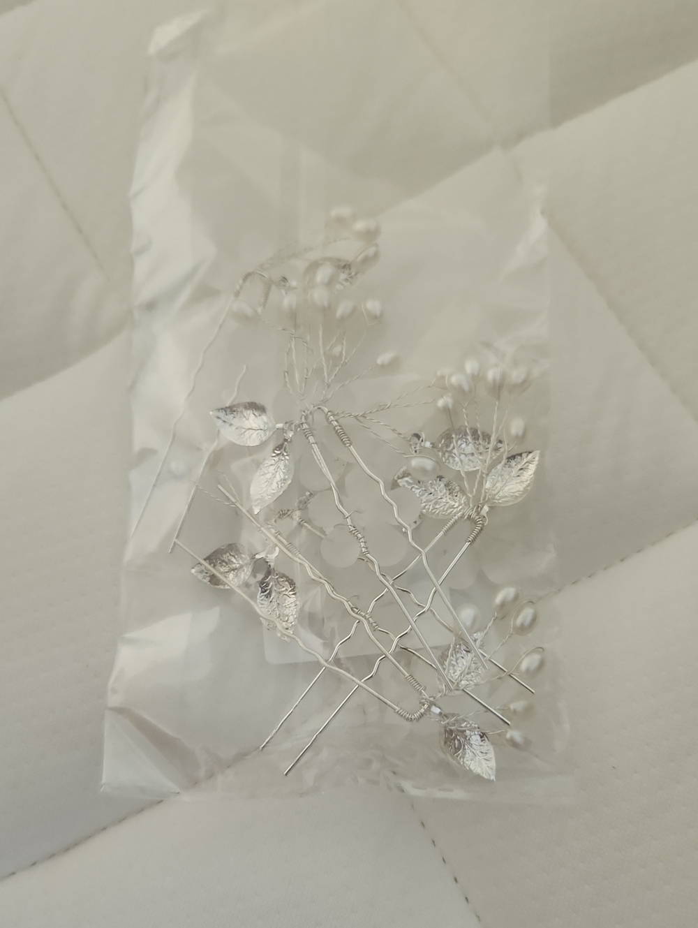 Silver Leaf Bridal Hair Pins - Elegant Silver Hair Accessories